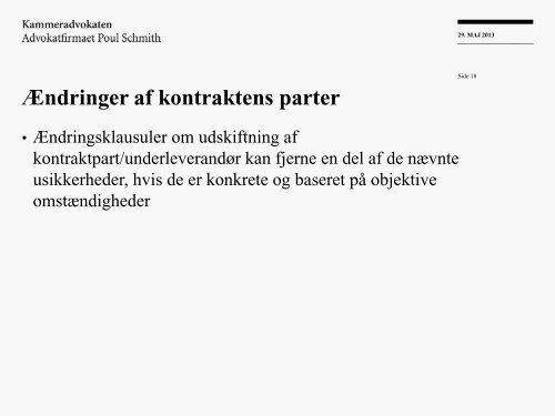 Ændringer i kontrakter - Kammeradvokaten