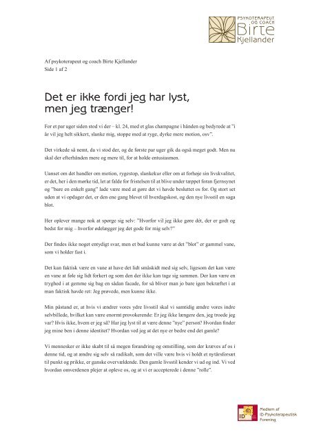 Det er ikke fordi jeg har lyst, men jeg trænger! - psyk-naestved.dk ...