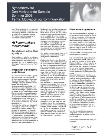 Motivation og Kommunikation - Den Motiverende Samtale