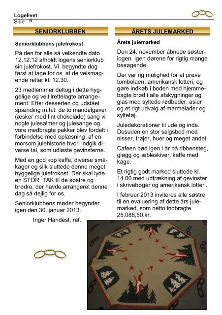 Logelivet januar 2013 - Loge nr. 41 Petrus Beyer, 7700 Thisted