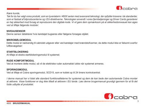 BRUGERMANUAL - Cobra Electronic Systems