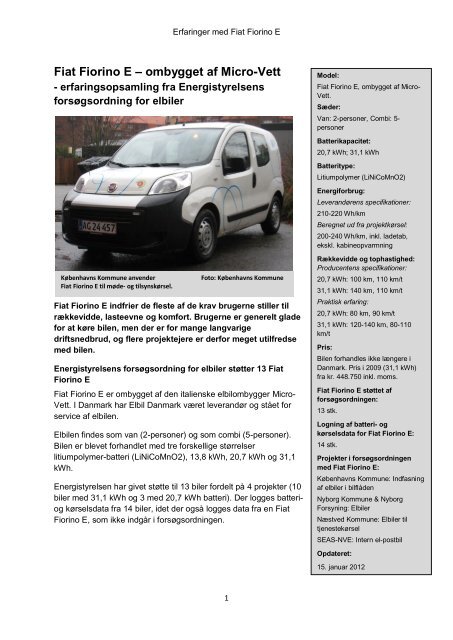 Fiat Fiorino E – ombygget af Micro-Vett - Energistyrelsen