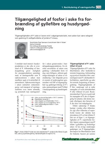 Tilgængelighed af fosfor i aske fra for - LandbrugsInfo