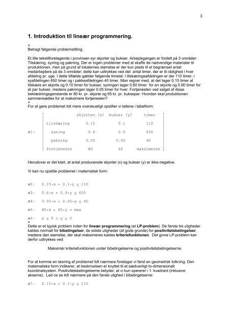 Lineær programmering - Matematik og naturfag i verdensklasse