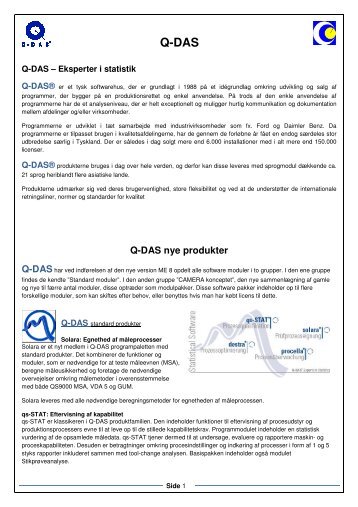 Q-DAS nye produkter - Metrologic