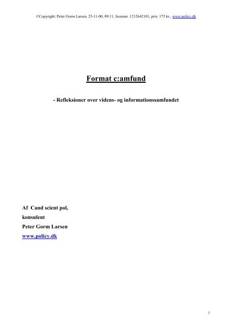 Format c:amfund - refleksioner over videns- og ... - policy.dk