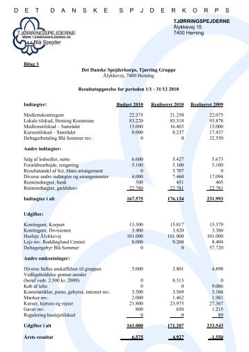 Billag 3 – Regnskab 2010 - Tjørringspejderne