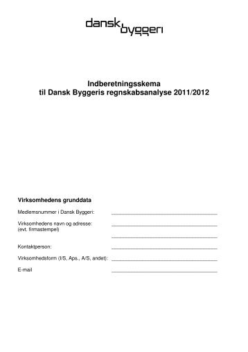 Link til indberetningsskema - Dansk Byggeri