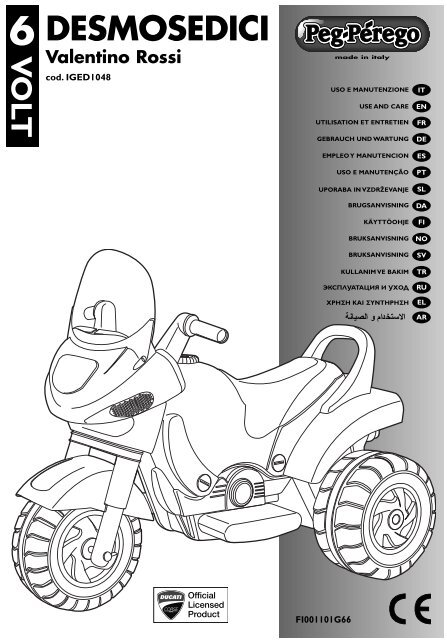 BATTERIA 6 VOLT 4,5 AMPERE PEG PEREGO ORIGINALE PER MOTO DUCATI DESMOSEDICI 6V