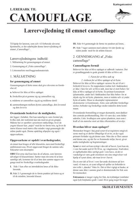 Opgaveark om camouflage - Kattegatcentret