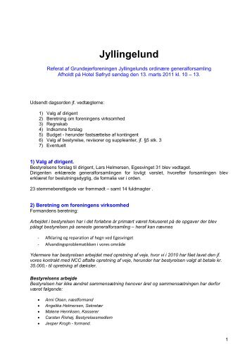 Referat Generalforsamling - Grundejerforeningen Jyllingelund