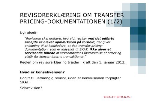 Transfer pricing del 1 - Bech-Bruun