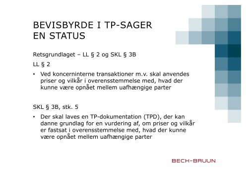 Transfer pricing del 1 - Bech-Bruun