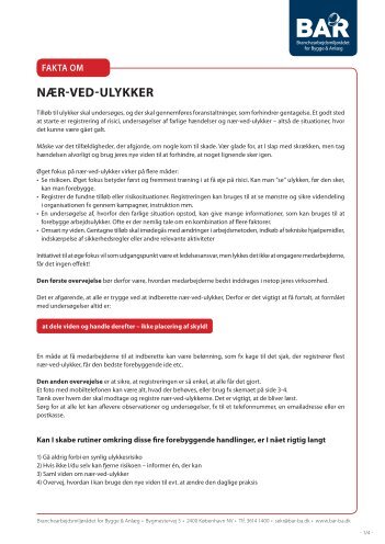 Fakta om NÆR-VED-ULYKKER - BAR Bygge & Anlæg