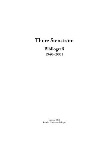 Thure Stenström Bibliografi 1940–2001 - Institutionen för ...