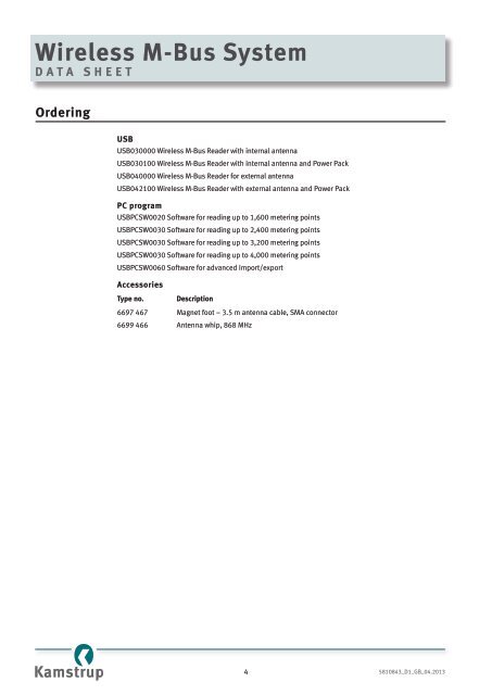 Data sheet - Kamstrup