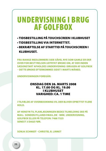 KlubNyt - Sønderjyllands Golfklub