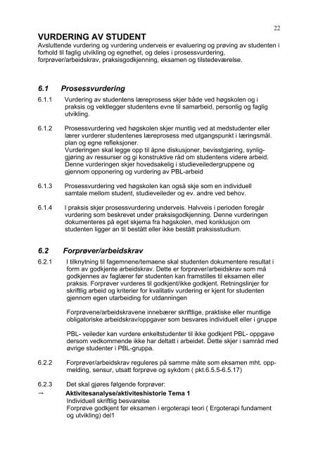 Fagplan for ergoterapeututdanningen - Diakonhjemmet Høgskole