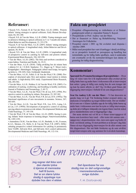 Prematurposten nr. 1 2011 - Prematurforeningen