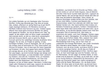Ludvig Holberg (1684 – 1754) EPISTOLA LX.