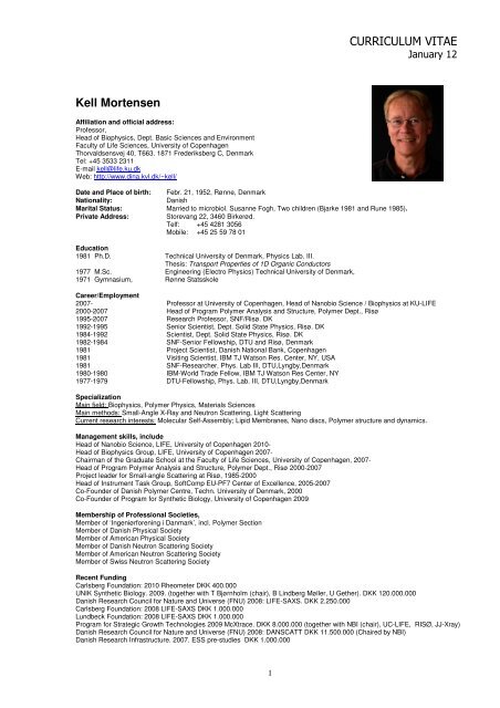 CURRICULUM VITAE Kell Mortensen - Danish Informatics Network ...