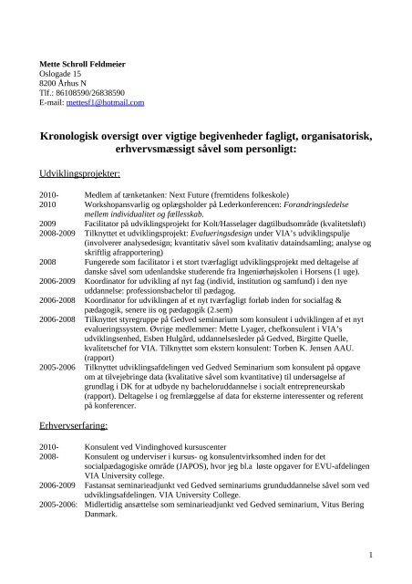 Kronologisk oversigt over vigtige begivenheder  - Vindinghoved