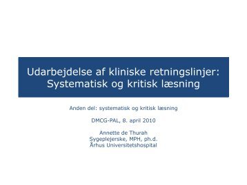 Systematisk og kritisk læsning, del 2 - DMCG-PAL