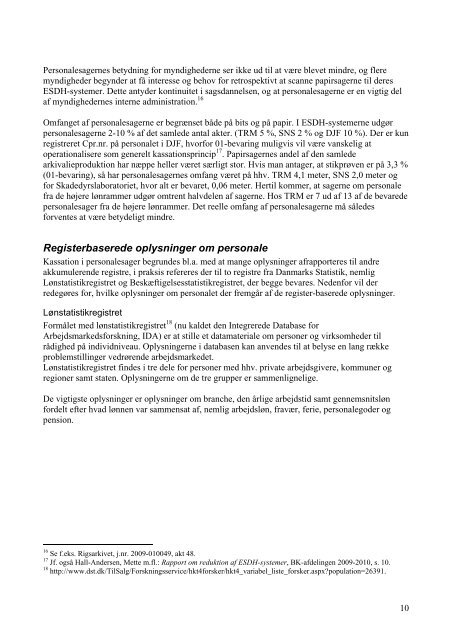 Rapport om bevaring og kassation i personalesager og andre ...