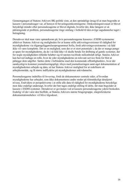 Rapport om bevaring og kassation i personalesager og andre ...
