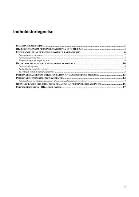 Rapport om bevaring og kassation i personalesager og andre ...