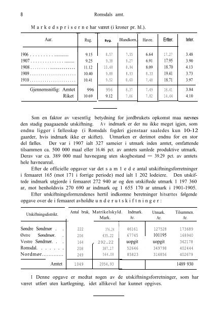 Romsdals Amt 1906-10 - Romsdal Sogelag