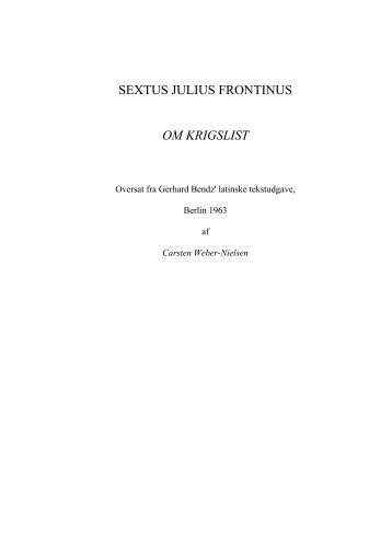 Sextus Iulius Frontinus: Om Krigslist 1-4 - Aigis