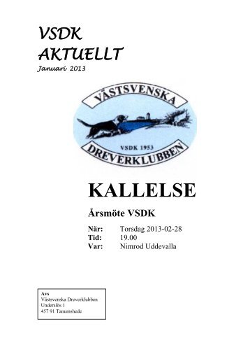 vsdk aktuellt 2013 - Svenska Dreverklubben