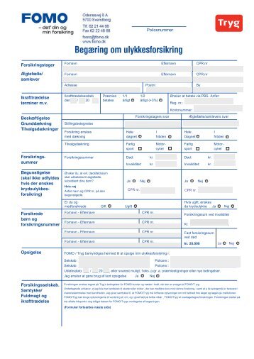 39002 Fomo Ulykkesforsikring begæring:Beg. om ulykkesforsikr ...