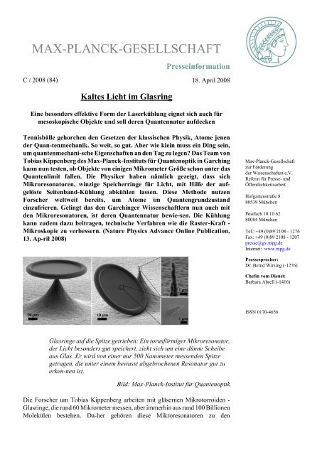 max-planck-gesellschaft - Laboratory of Photonics and Quantum ...