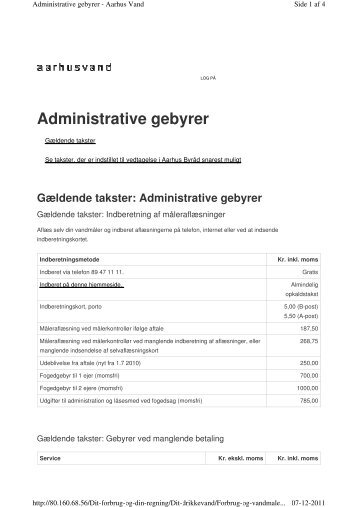 2011 Administrative gebyrer - fra 1. januar til 20 ... - Aarhus Vand