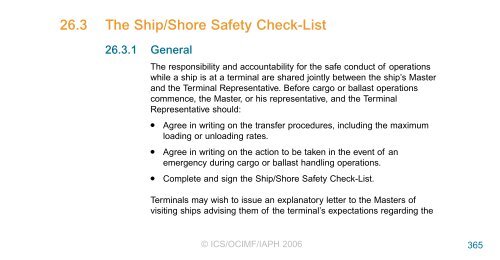 26.3 The Ship/Shore Safety Check-List