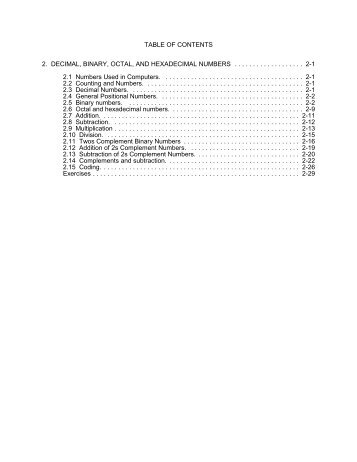 2. decimal, binary, octal, and hexadecimal numbers - Weber State ...