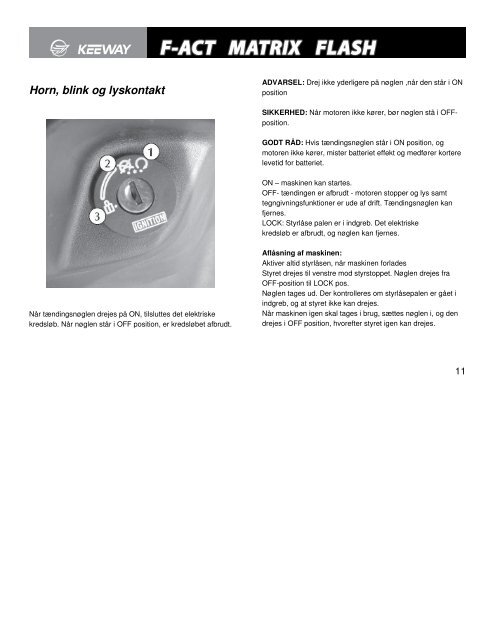 Keeway generel instruktionsbog - Carl Andersen Motorcykler A/S