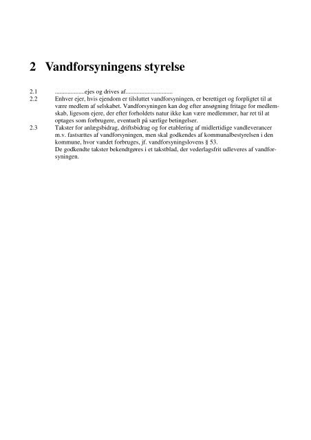 Regulativ Indhold - Funder Kirkeby Vandværk I
