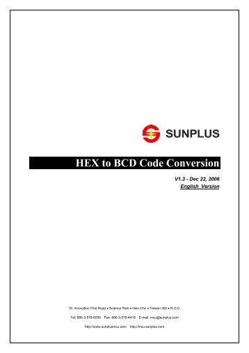 HEX to BCD Code Conversion - Sunplus MCU