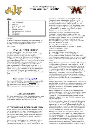 Nyhedsbrev nr. 7 – juni 2004 - Danske AJS og Matchless Kørere
