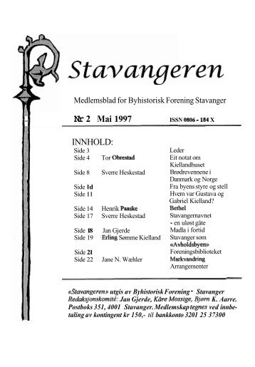Medlemsblad for Byhistorisk Forening Stavanger