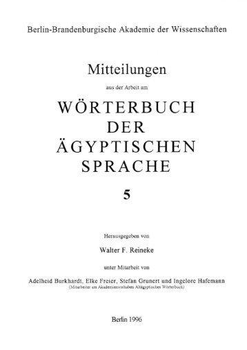 worterbuch der agyptischen sprache - edoc-Server der BBAW ...