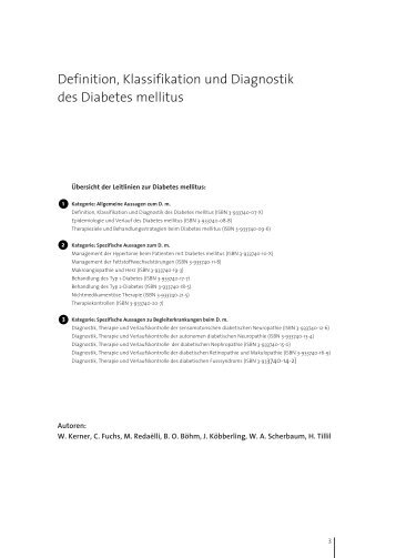 Definition, Klassifikation und Diagnostik des Diabetes mellitus