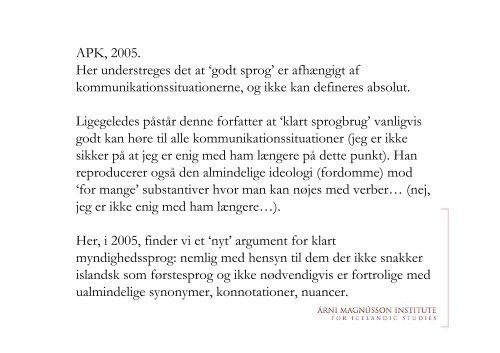 Oplæg om Island - Nordisk Sprogkoordination