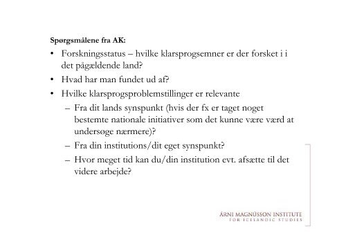 Oplæg om Island - Nordisk Sprogkoordination