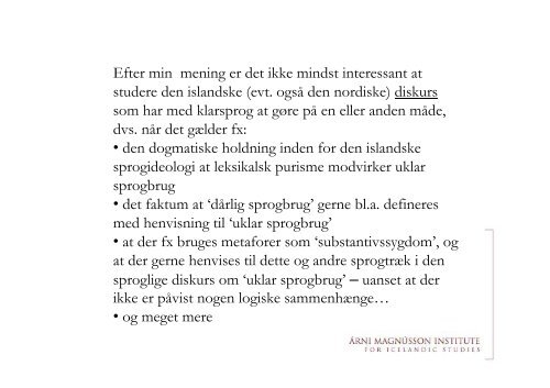Oplæg om Island - Nordisk Sprogkoordination