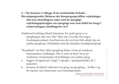 Oplæg om Island - Nordisk Sprogkoordination