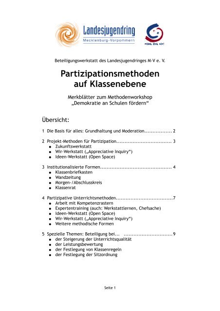 Handout Partizipationsmethoden - Landesjugendring MV - Schwerin